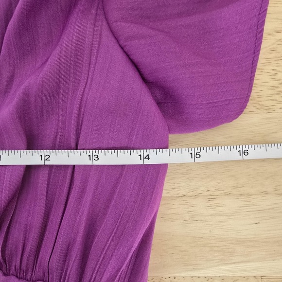 Anthropologie Dress Womens 0 Purple Cutout Shoulder V Neck Pleated Cocktail - Picture 5 of 11